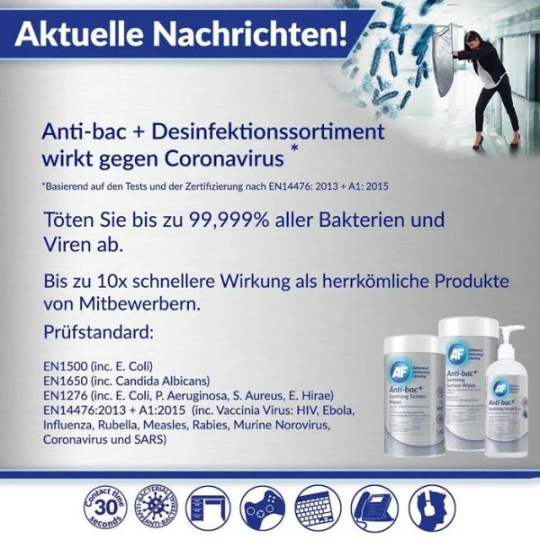 AF Anti-bac+, ABHHR500, Händedesinfektionsgel, Sanitizing Hand Rub, 500ml, Desinfektionsmittel Bright 5