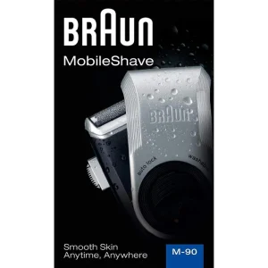 Braun Elektrorasierer MobileShave M-90, Twist Cap, Herren, Reiserasierer Für Unterwegs, Blau/silber 15