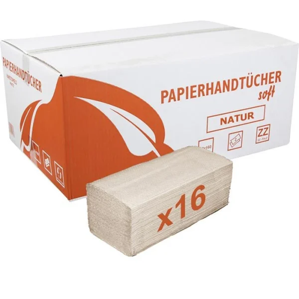 Böttcher-AG Papierhandtücher 2lagig 25×23 Natur Zick-Zack-Falz 3200 Stück Gute Qualitäts 1